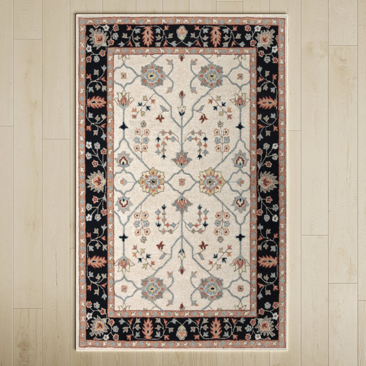 Birch Lane™ Bernard Handmade Wool Beige/Black/Light Pink/Gray Rug